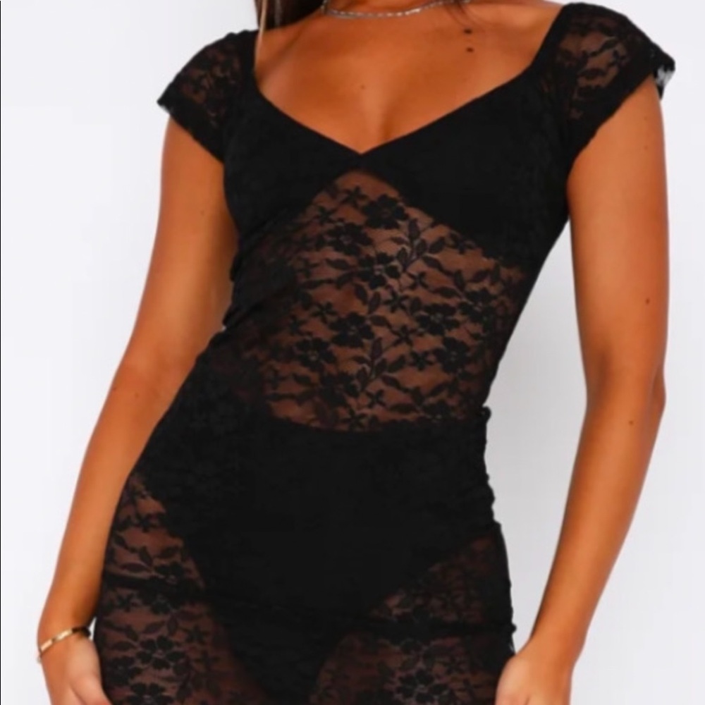 WHITE FOX Mini Lace Black Dress